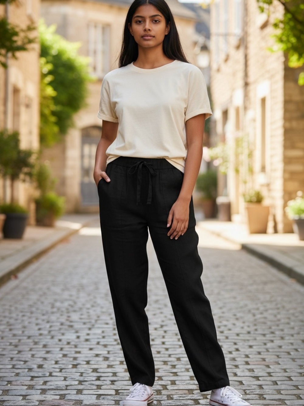 Babaton Black Drawstring Ankle Pants